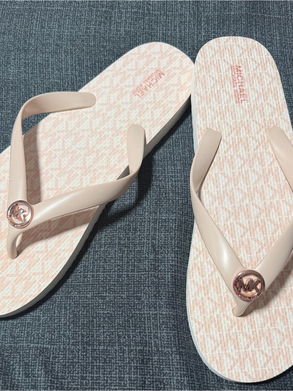 Michael Kors Blush Pink MK Logo Thong Sandals